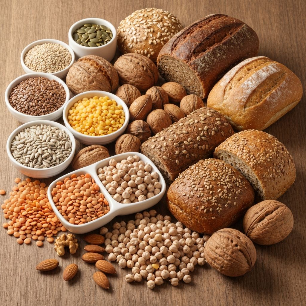 Protein-rich foods and grains containing phosphorus